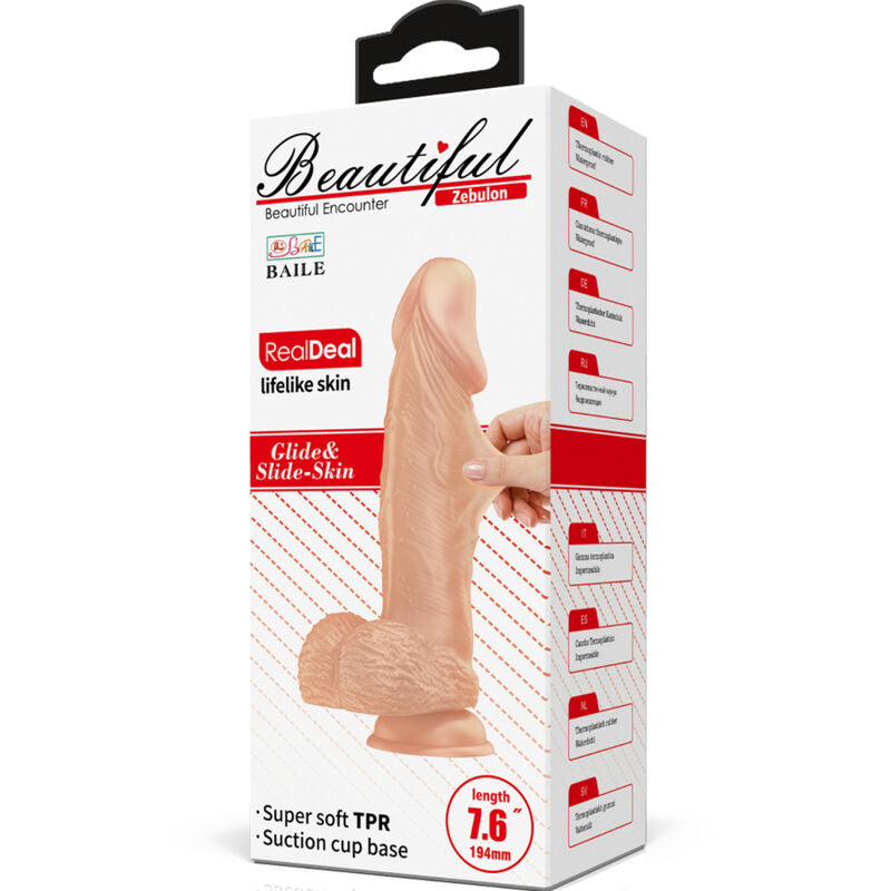 DANCE - PRACHTIGE ONTMOETING ZEBULON REALISTISCHE FLEXIBELE DILDO 19,4 CM NATUURLIJK
