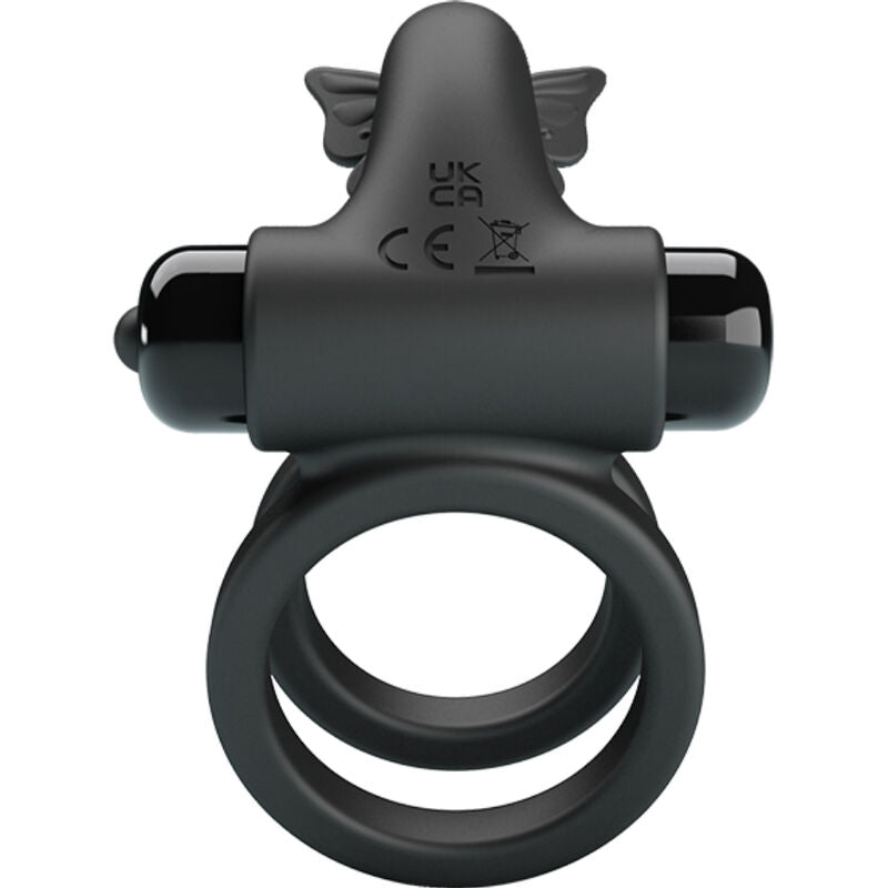 PRETTY LOVE - DUBBELE VIBRERENDE RING MET STIMULATOR ZWART