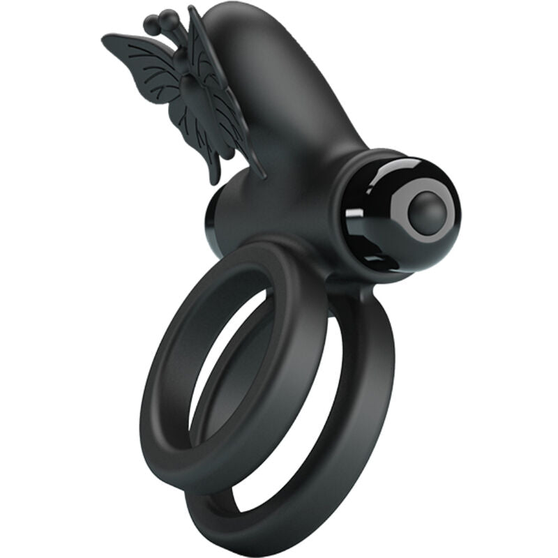 PRETTY LOVE - DUBBELE VIBRERENDE RING MET STIMULATOR ZWART