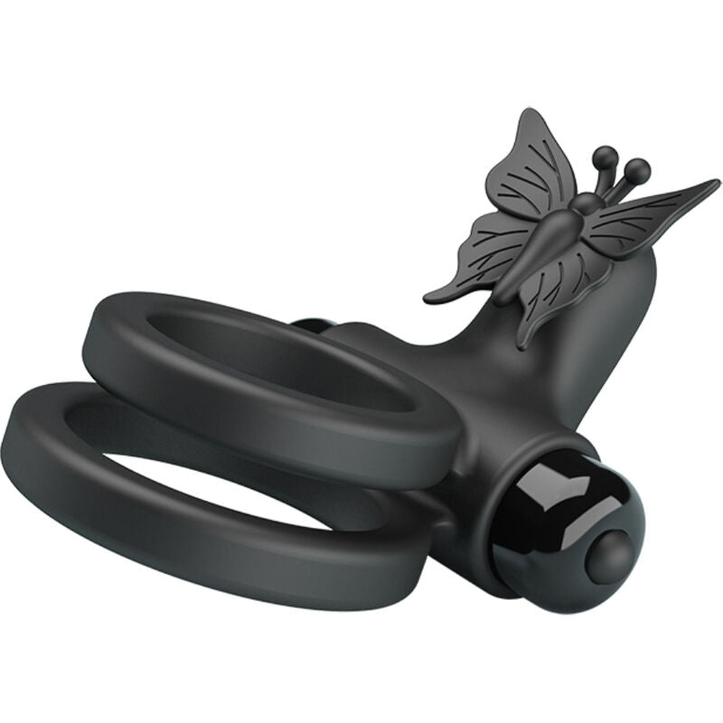 PRETTY LOVE - DUBBELE VIBRERENDE RING MET STIMULATOR ZWART