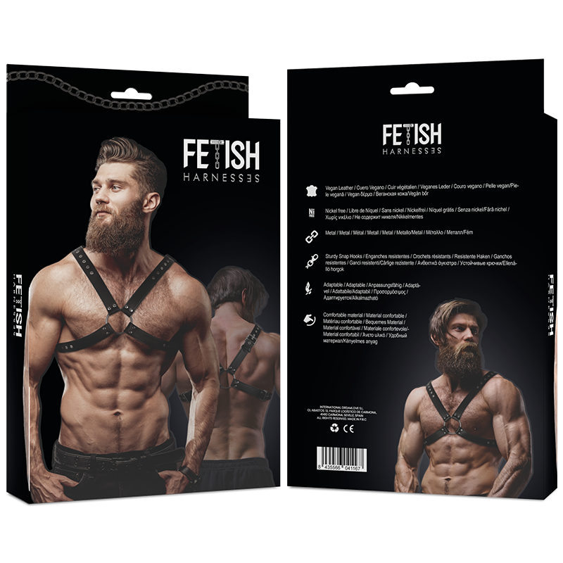 FETISH ONDERWORPEN HOUDING - ECO-LEDEREN KRUISBORSTHARNAS VOOR MANNEN
