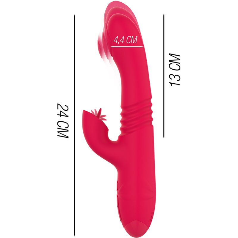 INTENSE - DUA OPLAADBARE MULTIFUNCTIONELE VIBRATOR OP EN NEER MET TONG ROOD