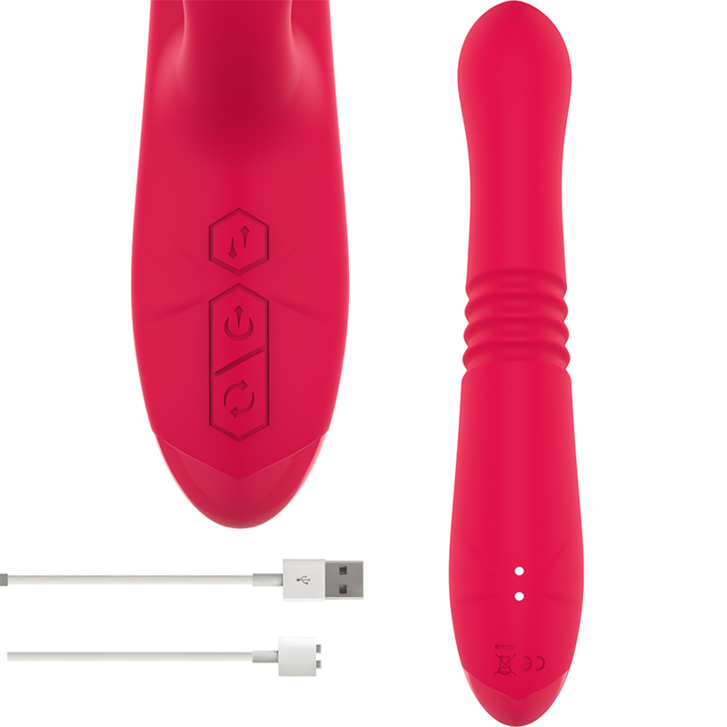 INTENSE - DUA OPLAADBARE MULTIFUNCTIONELE VIBRATOR OP EN NEER MET TONG ROOD