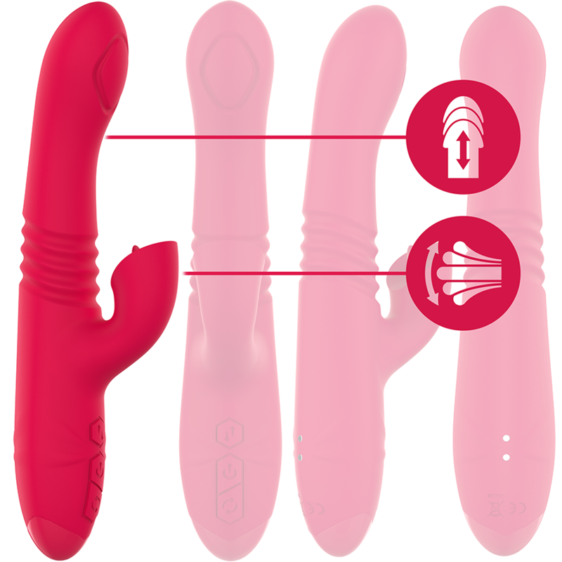 INTENSE - DUA OPLAADBARE MULTIFUNCTIONELE VIBRATOR OP EN NEER MET TONG ROOD