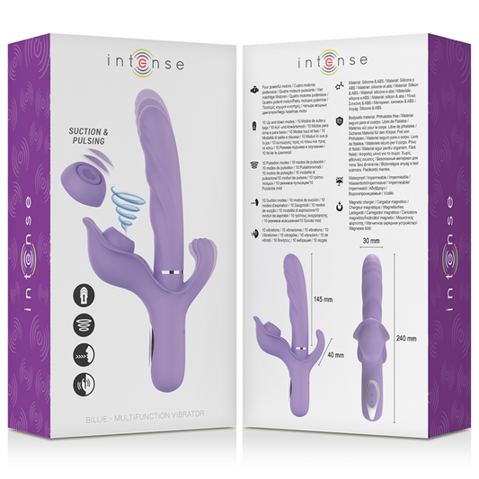 INTENSE - BILLIE OPLAADBARE MULTIFUNCTIONELE VIBRATOR MET STIMULERENDE GOLVEN EN PAARSE DRUKKNOP