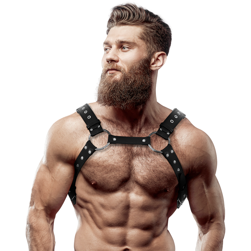 FETISH SUBMISSIVE ATTITUDE - MANNEN BORSTHARNAAL MET STUDD, ECO-LEDEREN