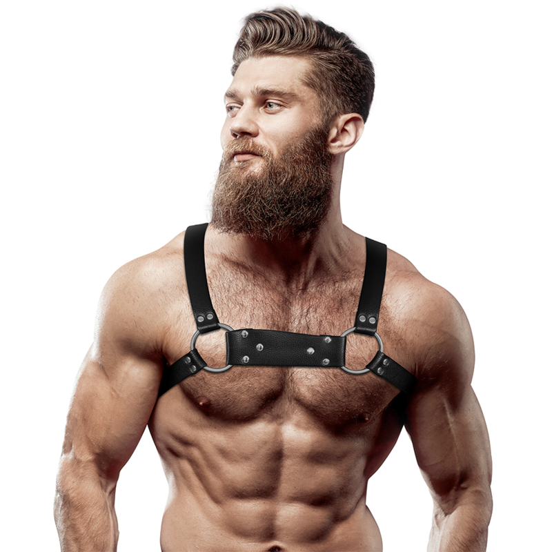 FETISH ONDERWORPEN HOUDING - BULLDOG ECO-LEDEREN BORSTTUIG VOOR MANNEN, MAAT M/L