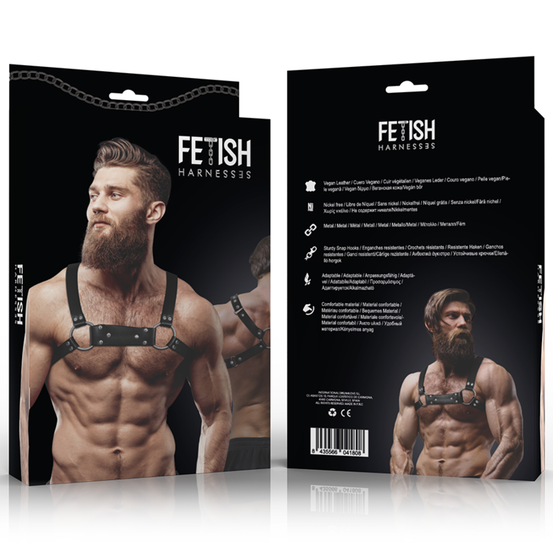 FETISH ONDERWORPEN HOUDING - BULLDOG ECO-LEDEREN BORSTTUIG VOOR MANNEN, MAAT M/L