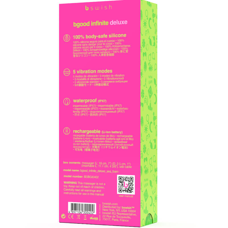 B SWISH - BGOOD INFINITE DELUXE OPLAADBARE VIBRATOR BLAUW SILICONEN