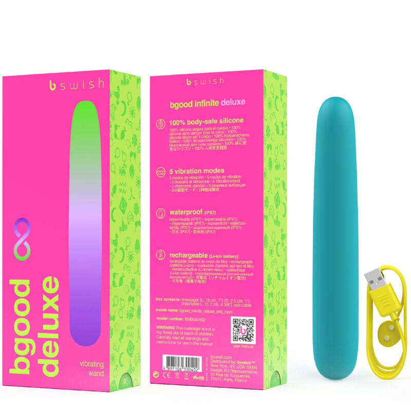 B SWISH - BGOOD INFINITE DELUXE OPLAADBARE VIBRATOR BLAUW SILICONEN