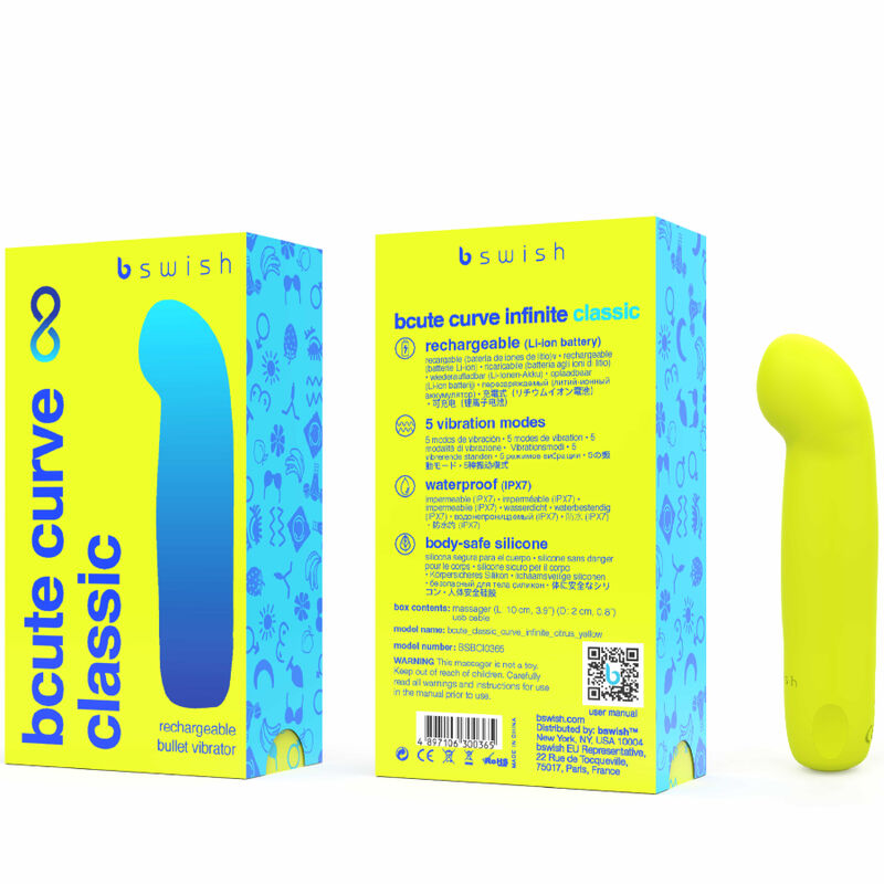 B SWISH - BCUTE CURVE INFINITE CLASSIC OPLAADBARE SILICONEN VIBRATOR GEEL