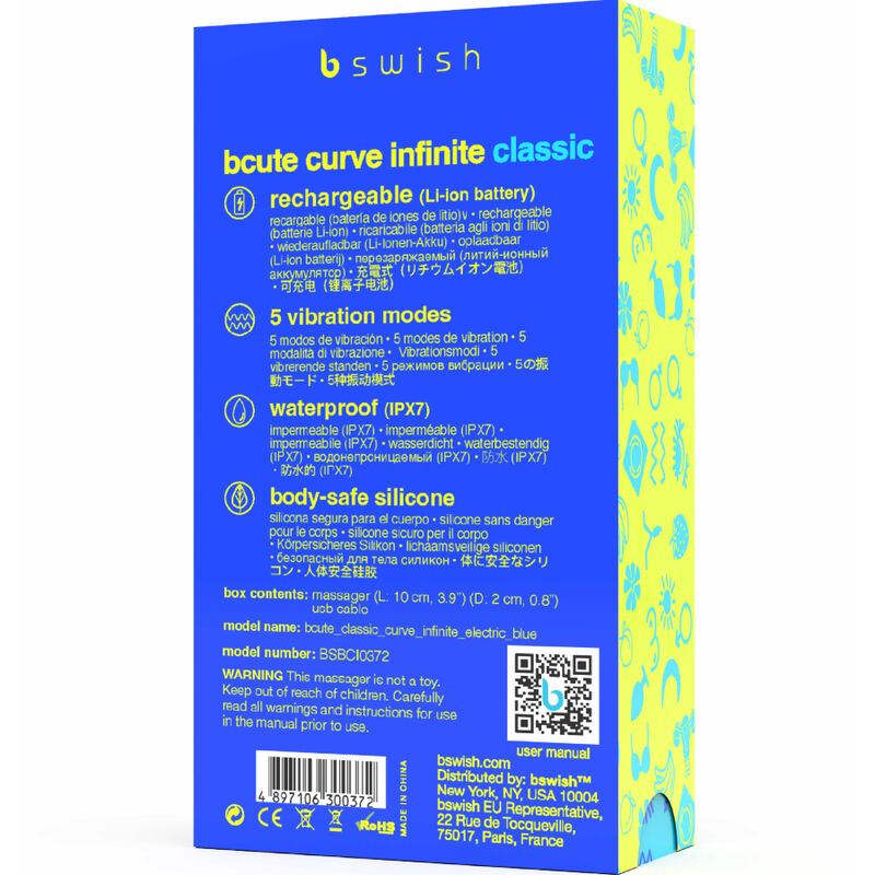B SWISH - BCUTE CURVE INFINITE CLASSIC OPLAADBARE VIBRATOR BLAUW SILICONEN