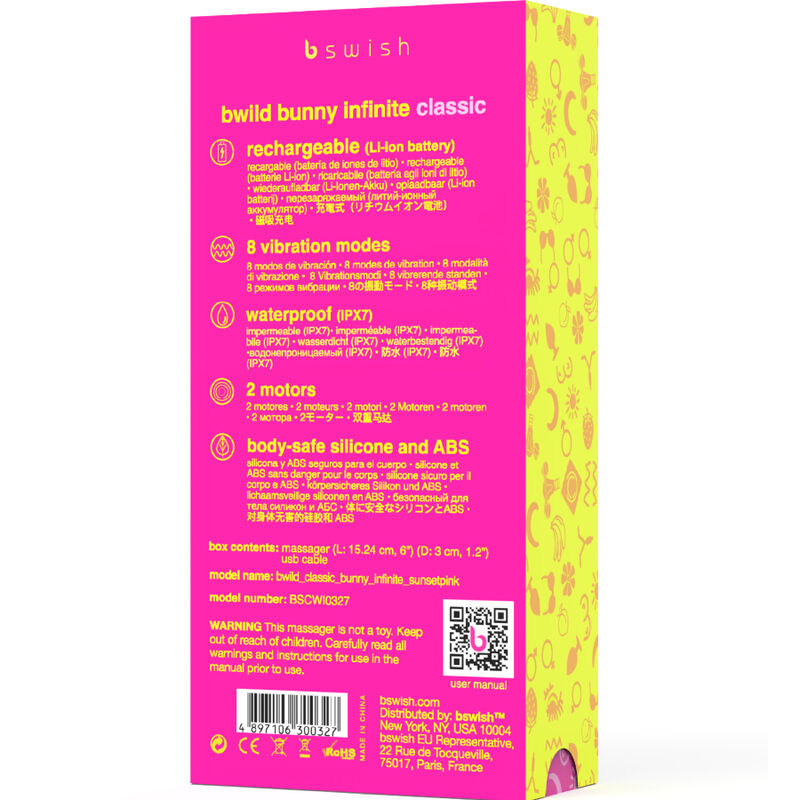 B SWISH - BWILD BUNNY INFINITE CLASSIC OPLAADBARE VIBRATOR ROZE SILICONEN