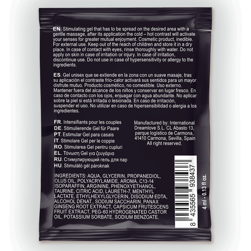 SPARTAN - ERECTIEVERSTERKENDE GEL MET WARM-KOUD EFFECT 100% VEGAN 4ML