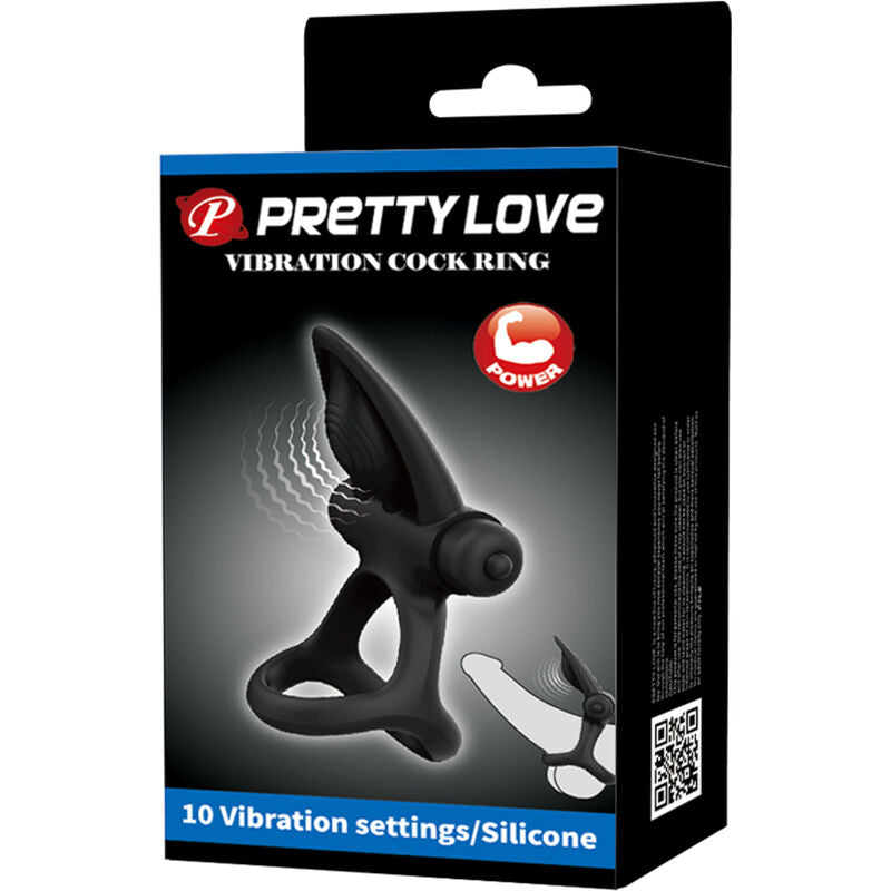 PRETTY LOVE - VIBRATIERING 10 VIBRATIES SILICONEN ZWART