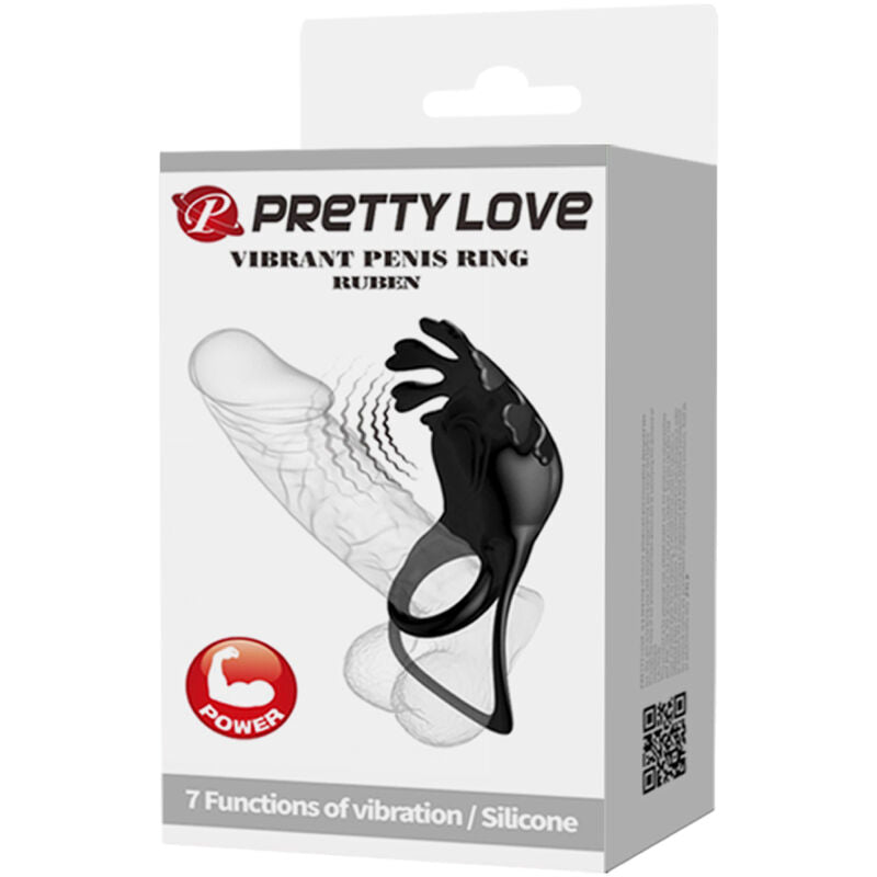 PRETTY LOVE - RUBEN VIBRATIERING 7 VIBRATIES SILICONEN ZWART