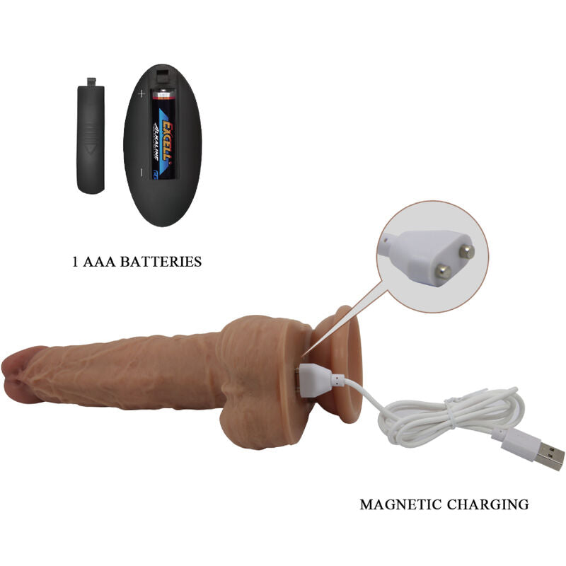 PRETTY LOVE - JONATHAN SILICONEN DILDO 3 VIBRATIES + 3 INVOERMATEN AFSTANDSBEDIENING 21 CM