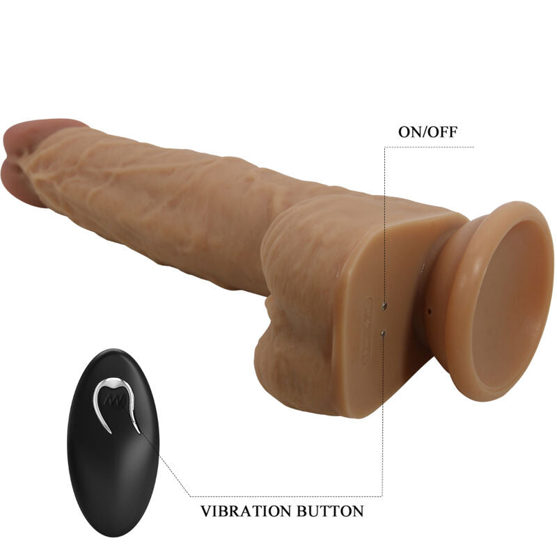 PRETTY LOVE - JONATHAN SILICONEN DILDO 3 VIBRATIES + 3 INVOERMATEN AFSTANDSBEDIENING 21 CM