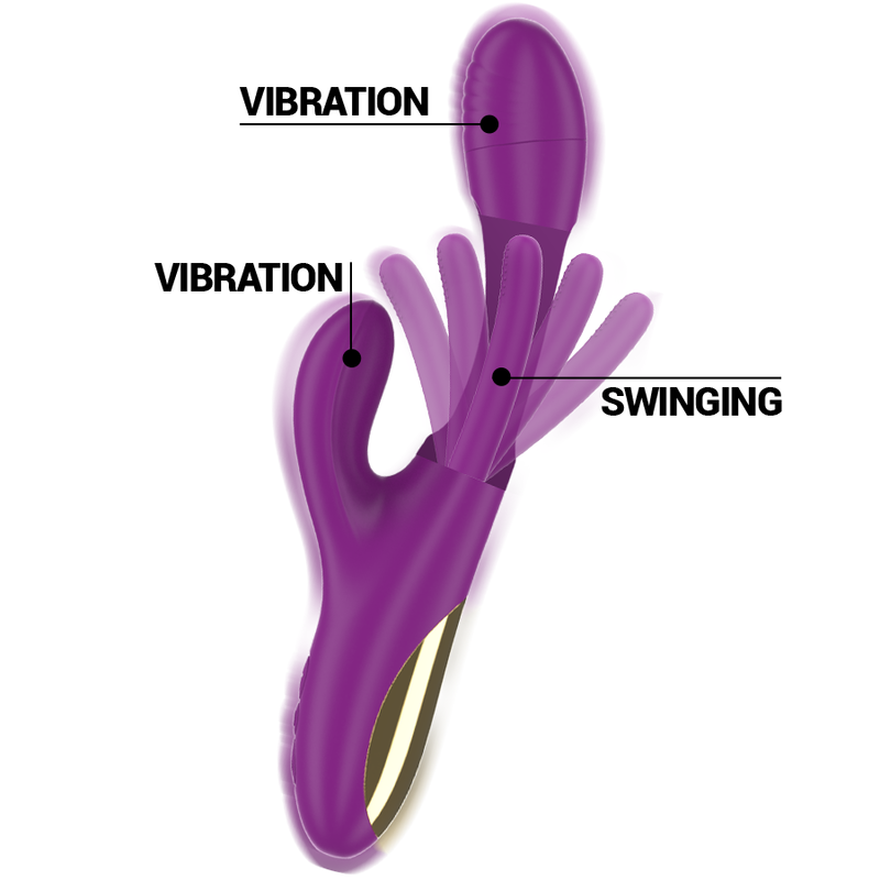 INTENSE - APOLLO OPLAADBARE MULTIFUNCTIONELE VIBRATOR 7 VIBRATIES MET ZWAAIENDE TONG PAARS