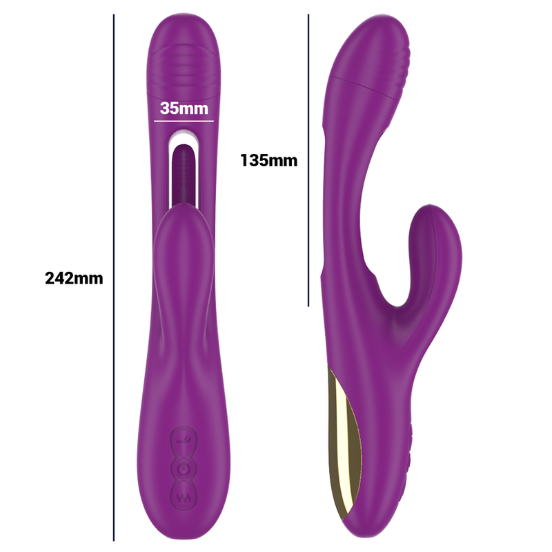 INTENSE - APOLLO OPLAADBARE MULTIFUNCTIONELE VIBRATOR 7 VIBRATIES MET ZWAAIENDE TONG PAARS