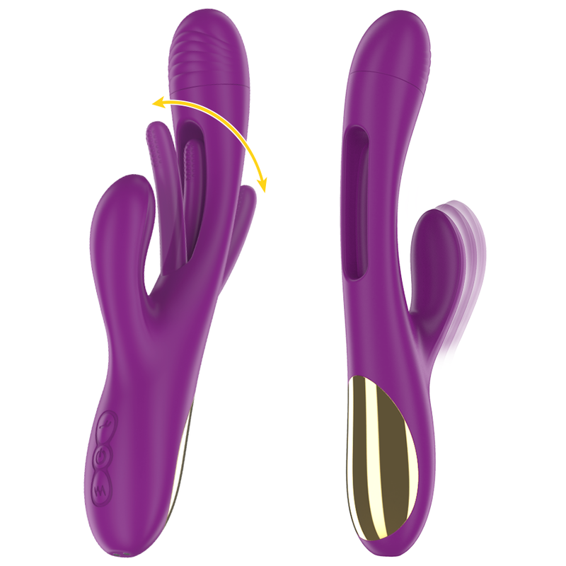 INTENSE - APOLLO OPLAADBARE MULTIFUNCTIONELE VIBRATOR 7 VIBRATIES MET ZWAAIENDE TONG PAARS