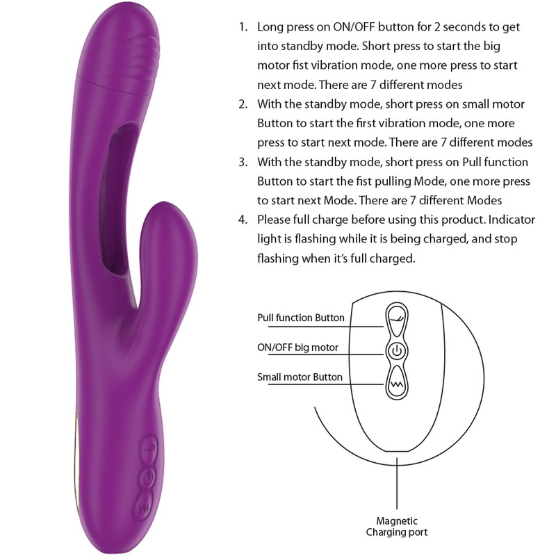 INTENSE - APOLLO OPLAADBARE MULTIFUNCTIONELE VIBRATOR 7 VIBRATIES MET ZWAAIENDE TONG PAARS
