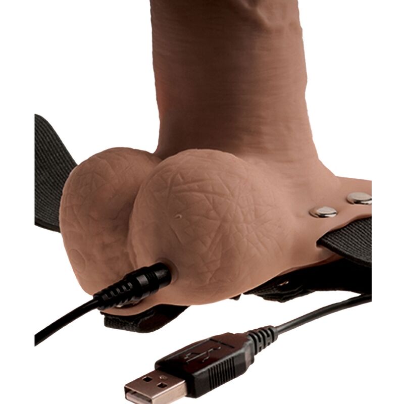 FETISH FANTASY SERIE - VERSTELBAAR HARNAS MET REALISTISCHE PENIS, OPLAADBARE TESTIKELEN EN VIBRATOR (15 CM)