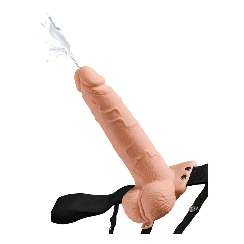 FETISH FANTASY SERIE - VERSTELBAAR HARNAS REALISTISCHE PENIS MET SPUITENDE TESTIKELEN 19 CM