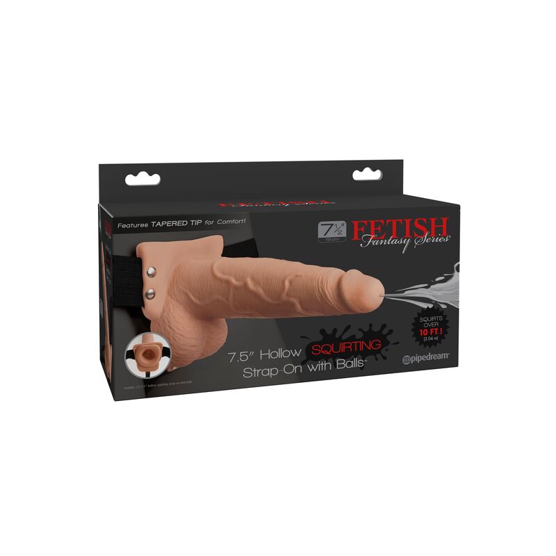 FETISH FANTASY SERIE - VERSTELBAAR HARNAS REALISTISCHE PENIS MET SPUITENDE TESTIKELEN 19 CM