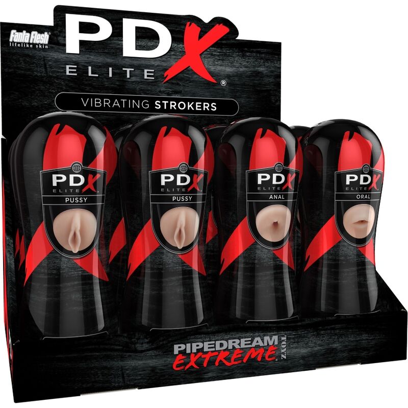 PDX ELITE - STROKER MASTURBATOR SET 12 UNITS: 6X VAGINA, 3X ANUS, 3X MOND