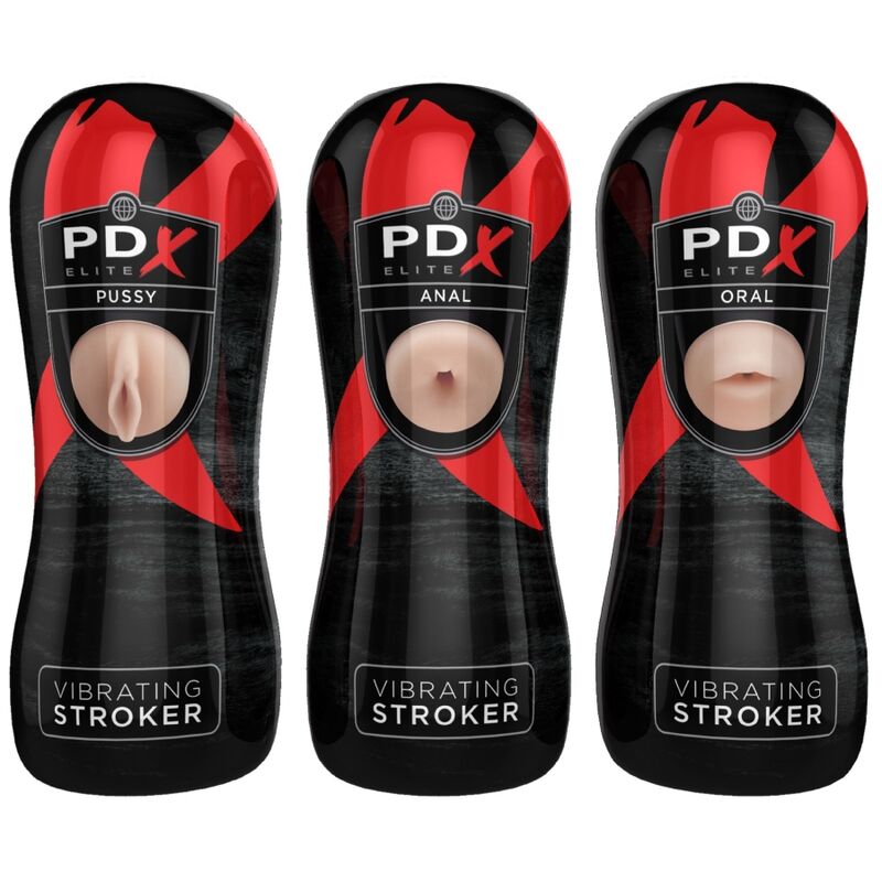 PDX ELITE - STROKER MASTURBATOR SET 12 UNITS: 6X VAGINA, 3X ANUS, 3X MOND