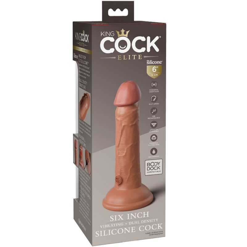 KING COCK - ELITE REALISTISCHE DILDO VIBRATOR &amp; SILICONEN 15,2 CM SNOEP