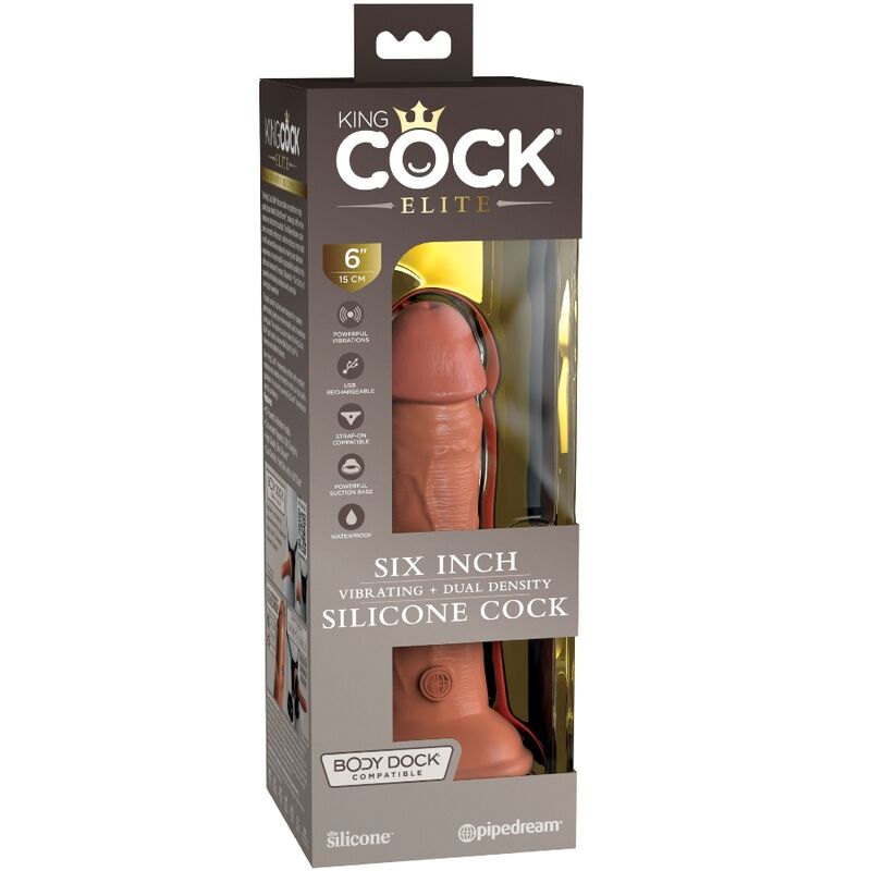 KING COCK - ELITE REALISTISCHE DILDO VIBRATOR &amp; SILICONEN 15,2 CM SNOEP