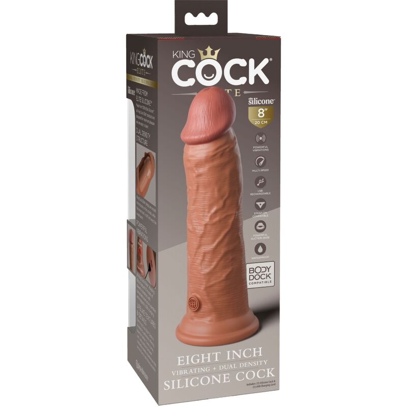 KING COCK - ELITE REALISTISCHE DILDO VIBRATOR &amp; SILICONEN 20,3 CM SNOEP