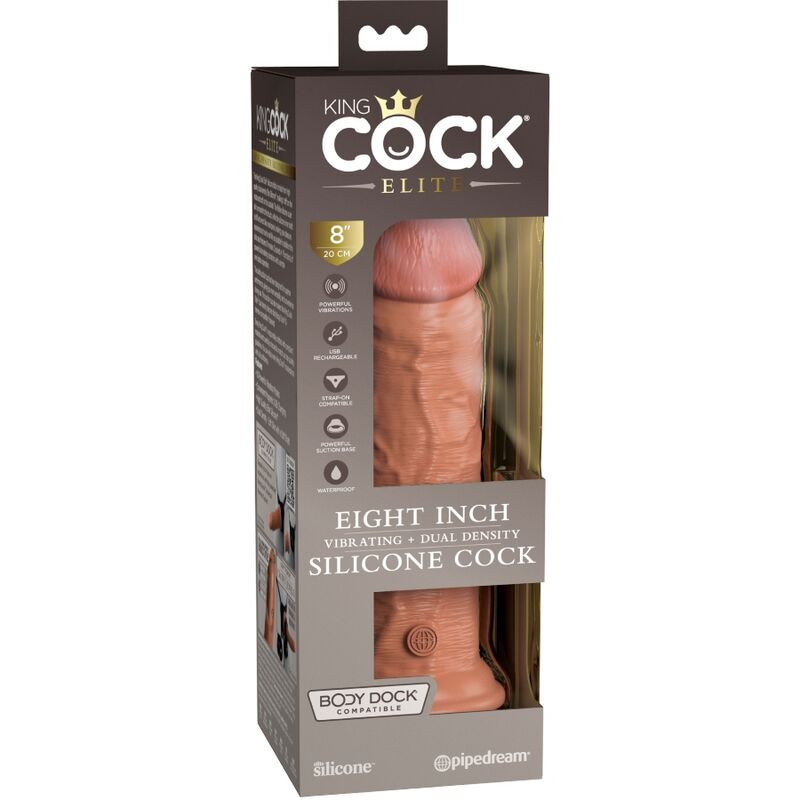 KING COCK - ELITE REALISTISCHE DILDO VIBRATOR &amp; SILICONEN 20,3 CM SNOEP