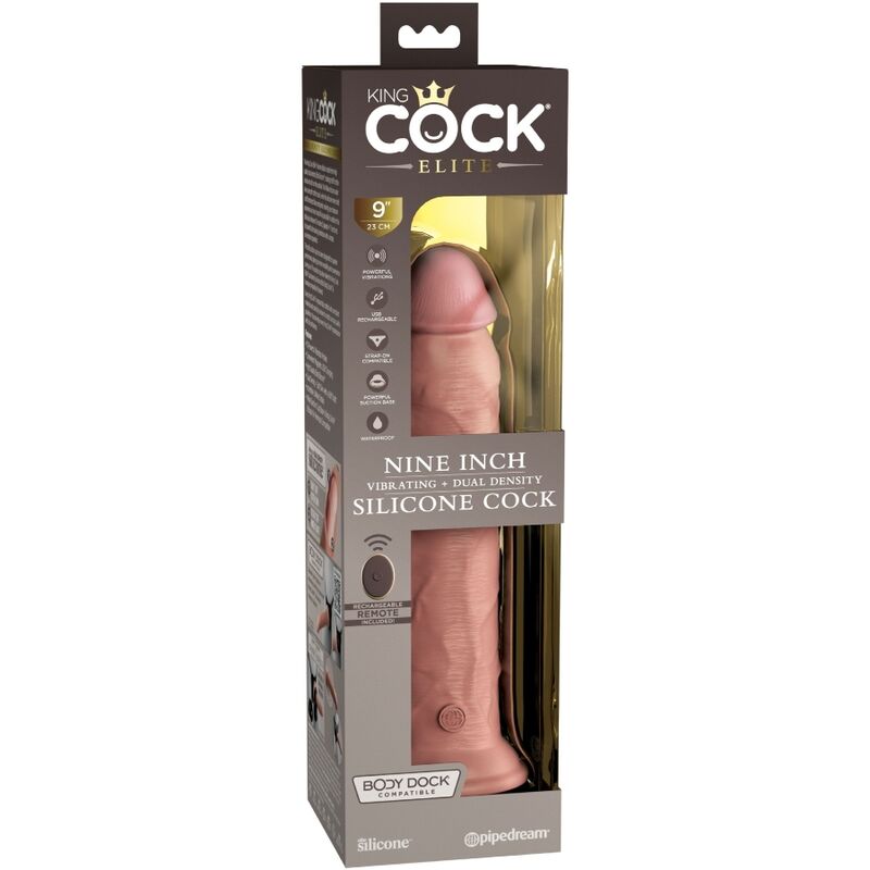 KING COCK - ELITE REALISTISCHE DILDO VIBRATOR &amp; SILICONEN AFSTANDSBEDIENING 23 CM