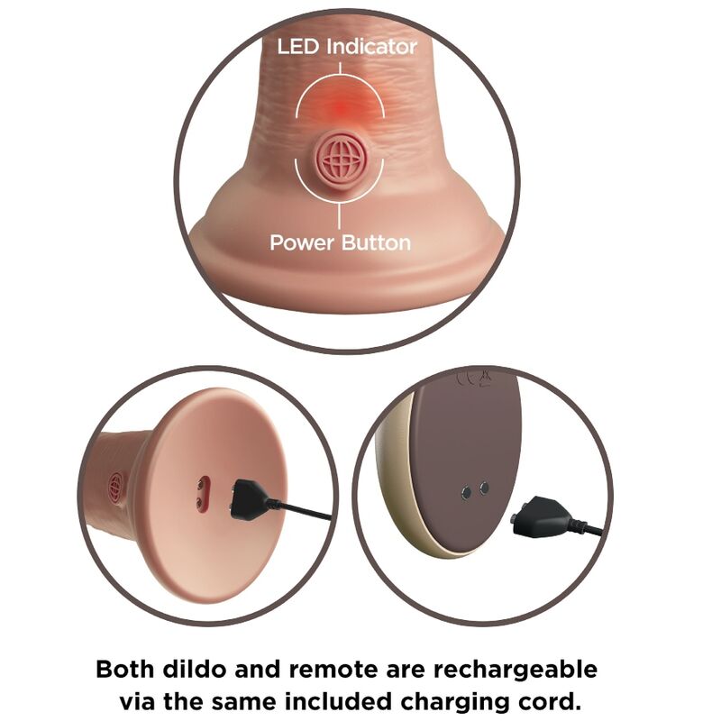 KING COCK - ELITE REALISTISCHE DILDO VIBRATOR &amp; SILICONEN AFSTANDSBEDIENING 23 CM
