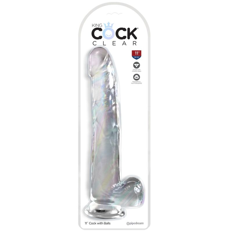KING COCK - DOORZICHTIGE DILDO MET TESTIKELEN 24,8 CM TRANSPARANT