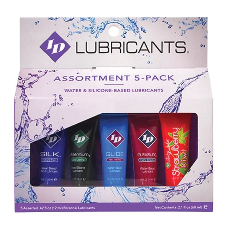 ID JUICY LUBE - GEASSORTEERDE 5X GLIJMIDDEL TUBE VERPAKKING 12 ML