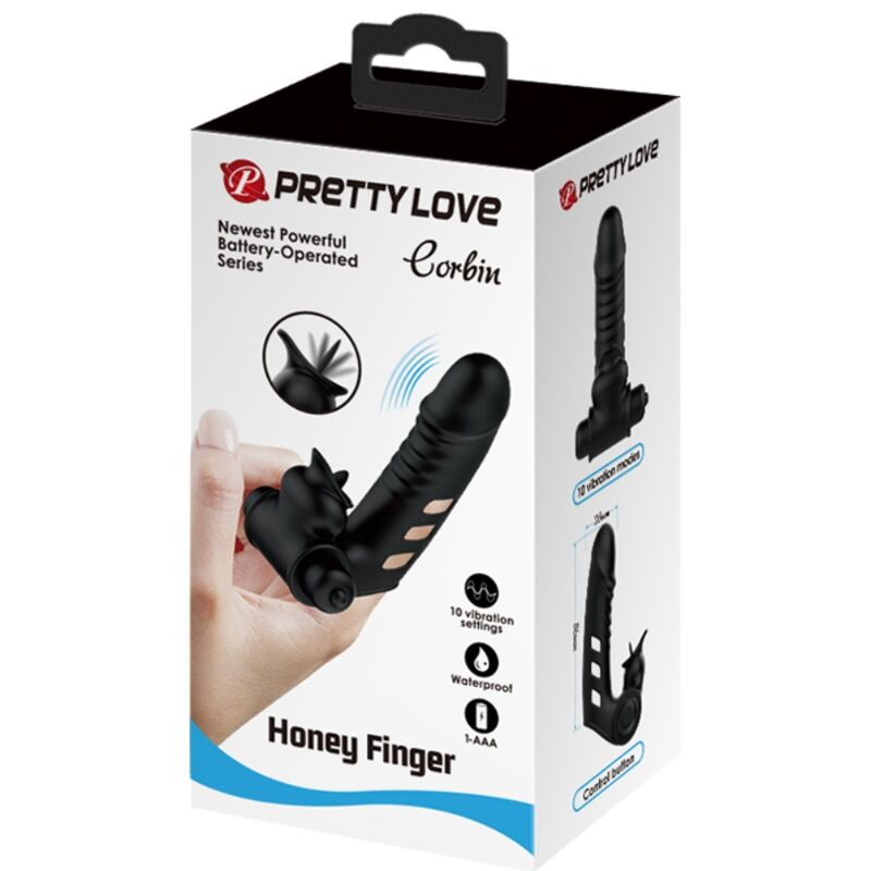 PRETTY LOVE - CORBIN ZWARTE VIBRATOR VINGERBESCHERMING