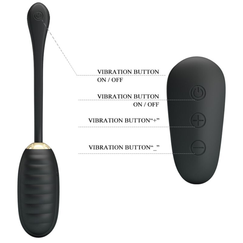 PRETTY LOVE - DOREEN LUXE OPLAADBARE ZWARTE VIBRATIE-EI MET AFSTANDSBEDIENING