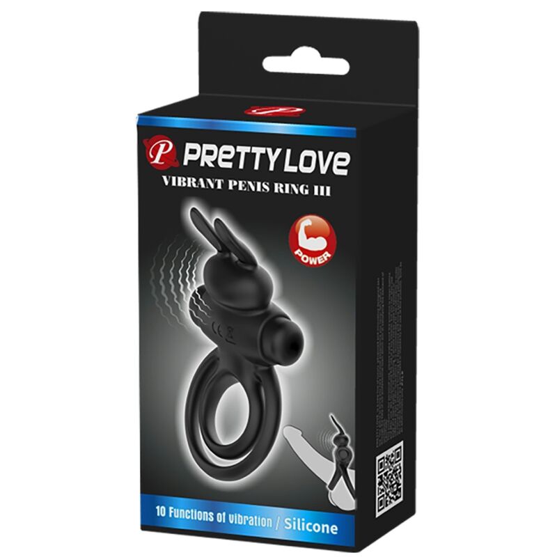 PRETTY LOVE - VIBRERENDE RING III KONIJN VOOR ZWARTE PENIS