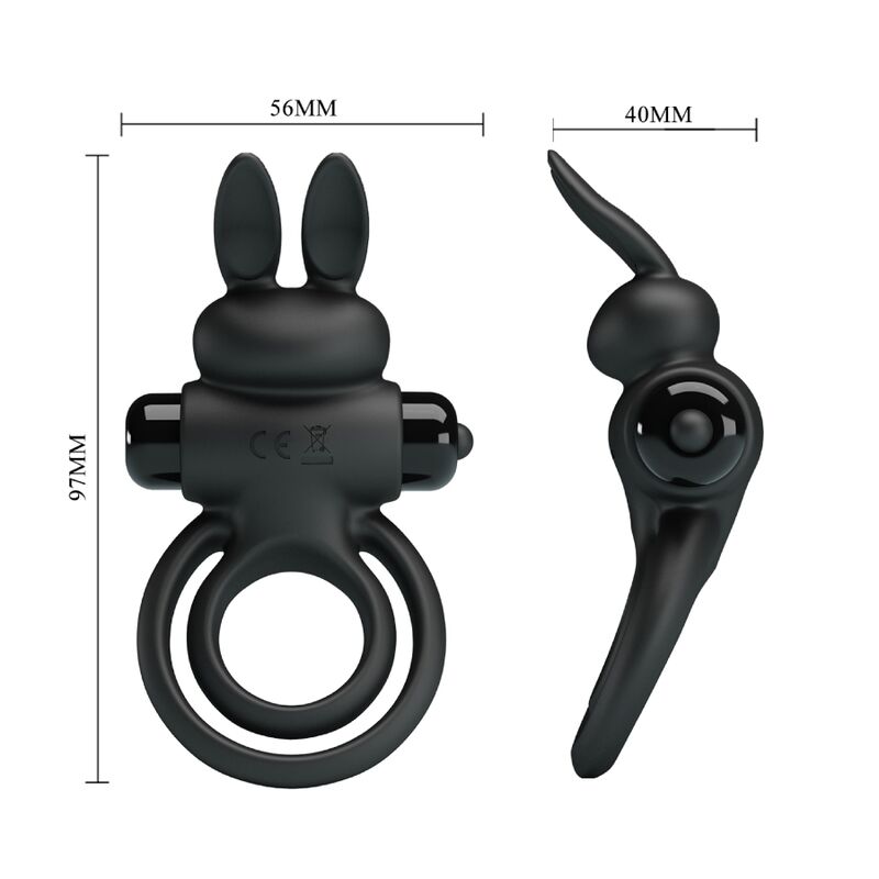 PRETTY LOVE - VIBRERENDE RING III KONIJN VOOR ZWARTE PENIS