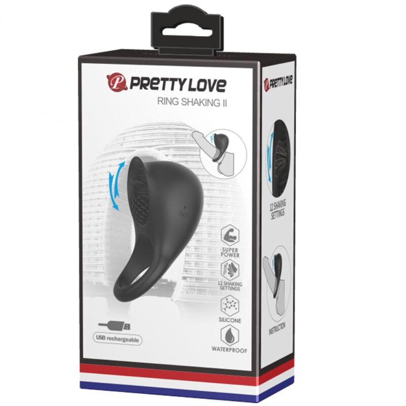 PRETTY LOVE - VIBRERENDE PENISRING MET ZWARTE TONG