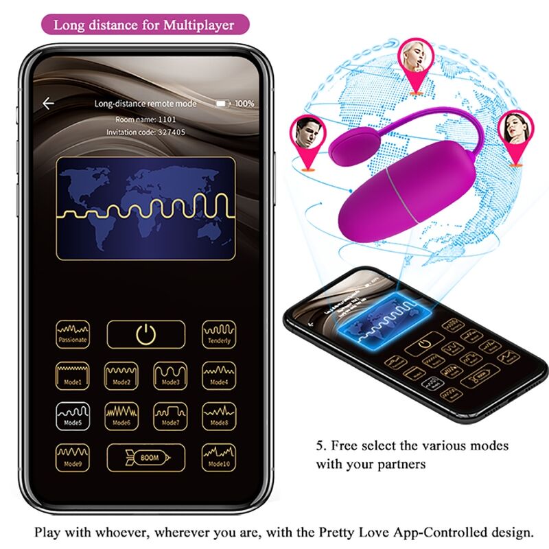PRETTY LOVE - NIMF APP-GECONTROLEERD VIBREREND EI PAARS