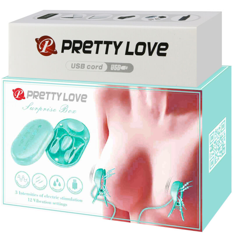 PRETTY LOVE - SURPRISE BOX BLAUWE ELEKTRO STIMULATIECLIPS
