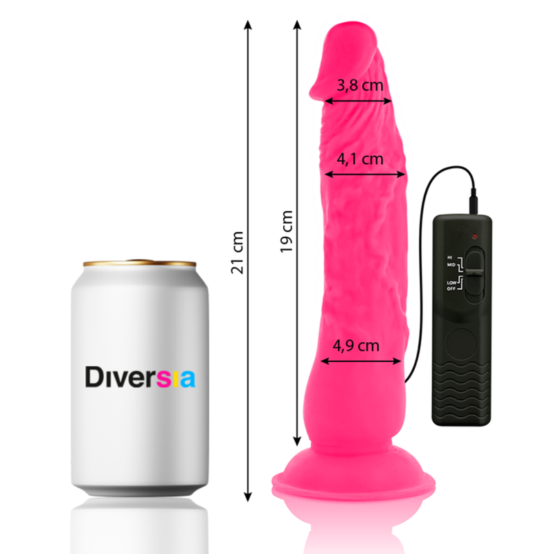DIVERSIA - Realistische flexibele vibrerende roze dildo 21 cm - of 4,9 cm