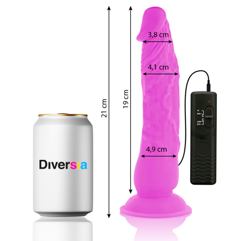 DIVERSIA - REALISTISCHE FLEXIBELE VIBRERENDE DILDO, LILAC, 21 CM - OF - 4,9 CM