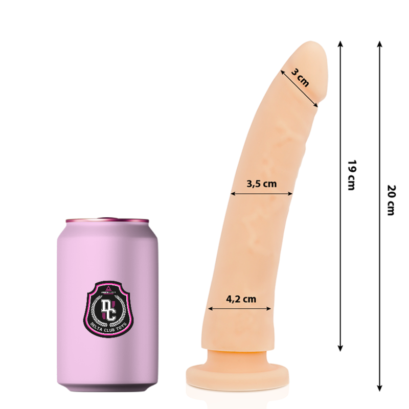 DELTA CLUB - REALISTISCHE NATUURLIJKE MEDISCHE SILICONEN DILDO 20 CM -OF- 4 CM