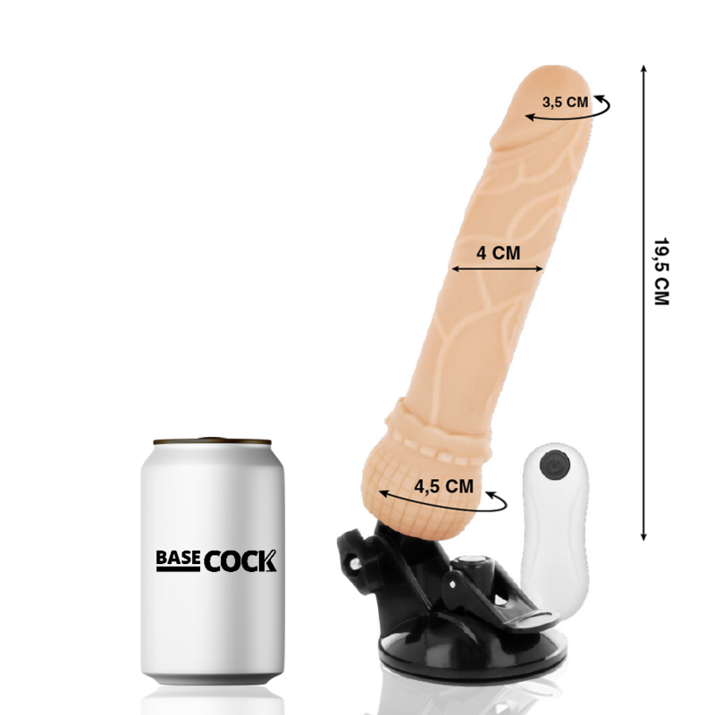 BASECOCK - REALISTISCHE VIBRATOR NATUURLIJKE AFSTANDSBEDIENING 19,5 CM -O- 4 CM